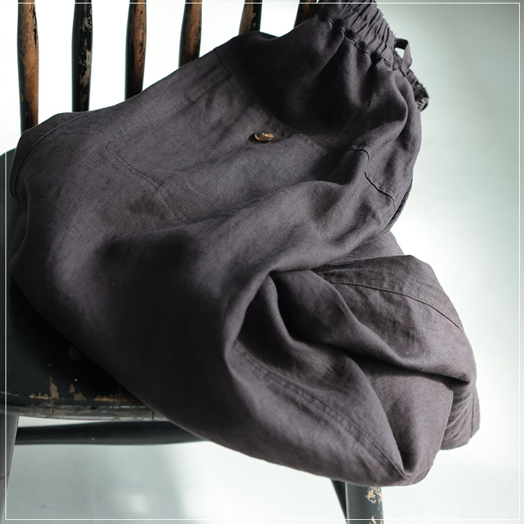 ぽわんと9分丈リネン100％ワイドパンツ